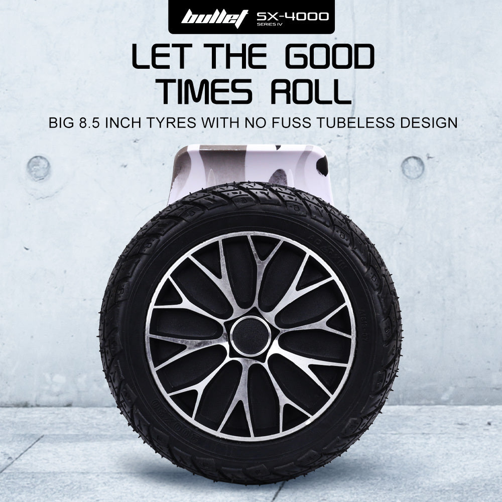 BULLET SX-4000 Hoverboard Scooter, 8.5" Wheels, 700W Brushless, Superior Self Balancing System, UL Certified, LED Lights, Carry Bag, Camo