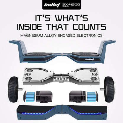 Bullet SX-4500 Hoverboard Scooter, 8.5" Wheels, 700W Brushless, Superior Self Balancing System, UL Certified, LED Lights, Carry Bag, Navy Blue